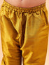 Boy's Maroon Woven Jacket With Mustard Kurta And Pyjama Set